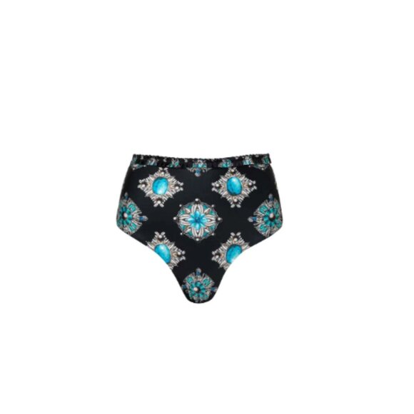 AGUA by Agua Bendita Nopal Platero Bikini Bottoms in Black and Blue Jewel Small - Picture 2 of 6
